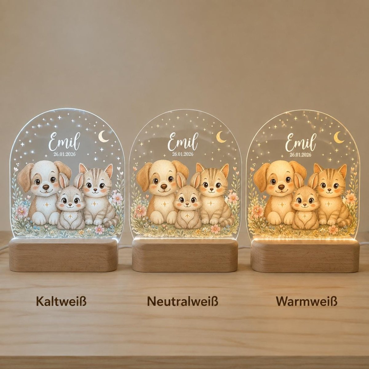Farm night light motif 4 in the light colors cool white, neutral white and warm white