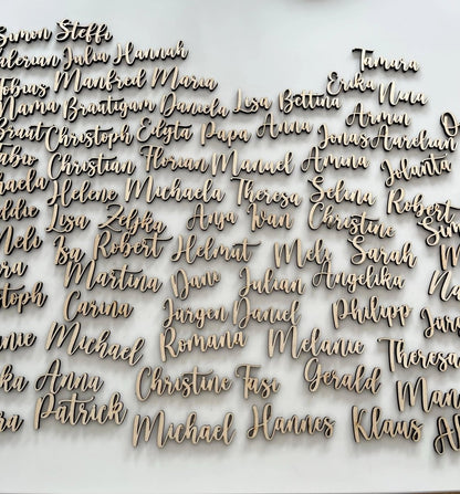 Namensschild aus Holz Platzkarte Schriftzug | 3mm - LaserArt Germany