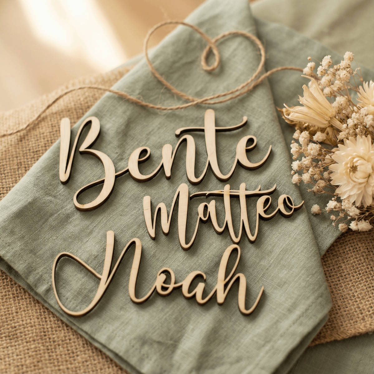 Namensschild aus Holz Platzkarte Schriftzug | 3mm - LaserArt Germany