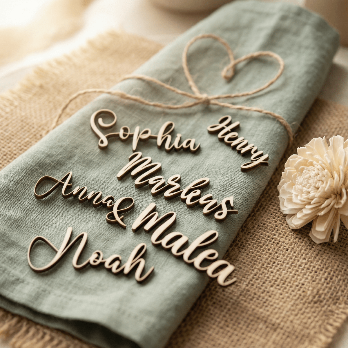 Namensschild aus Holz Platzkarte Schriftzug | 3mm - LaserArt Germany