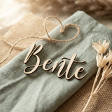Namensschild aus Holz Platzkarte Schriftzug | 3mm - LaserArt Germany
