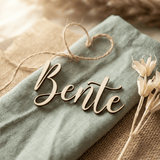 Namensschild aus Holz Platzkarte Schriftzug | 3mm - LaserArt Germany