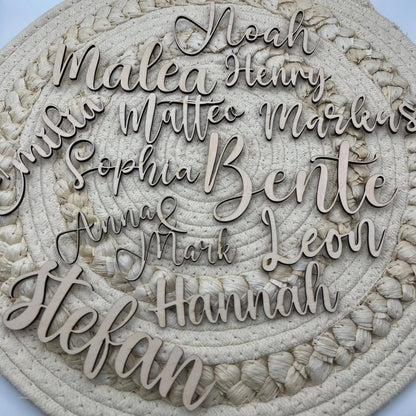Namensschild aus Holz Platzkarte Schriftzug | 5mm - LaserArt Germany