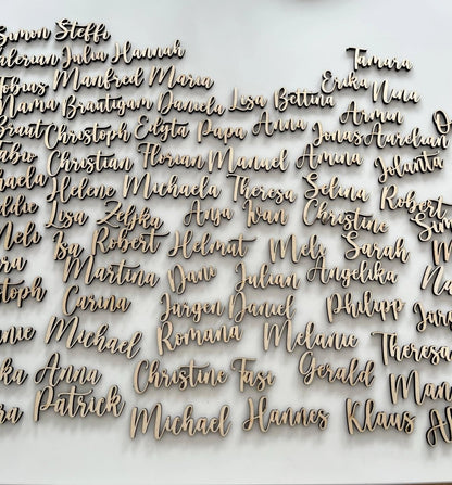 Namensschild aus Holz Platzkarte Schriftzug | 5mm - LaserArt Germany