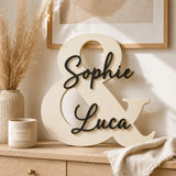 & Namensschild für Paare aus Holz | personalisiert mit zwei Namen - LaserArt Germany