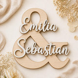 & Namensschild für Paare aus Holz | personalisiert mit zwei Namen - LaserArt Germany