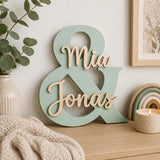 & Namensschild für Paare aus Holz | personalisiert mit zwei Namen - LaserArt Germany
