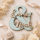 & Namensschild für Paare aus Holz | personalisiert mit zwei Namen - LaserArt Germany