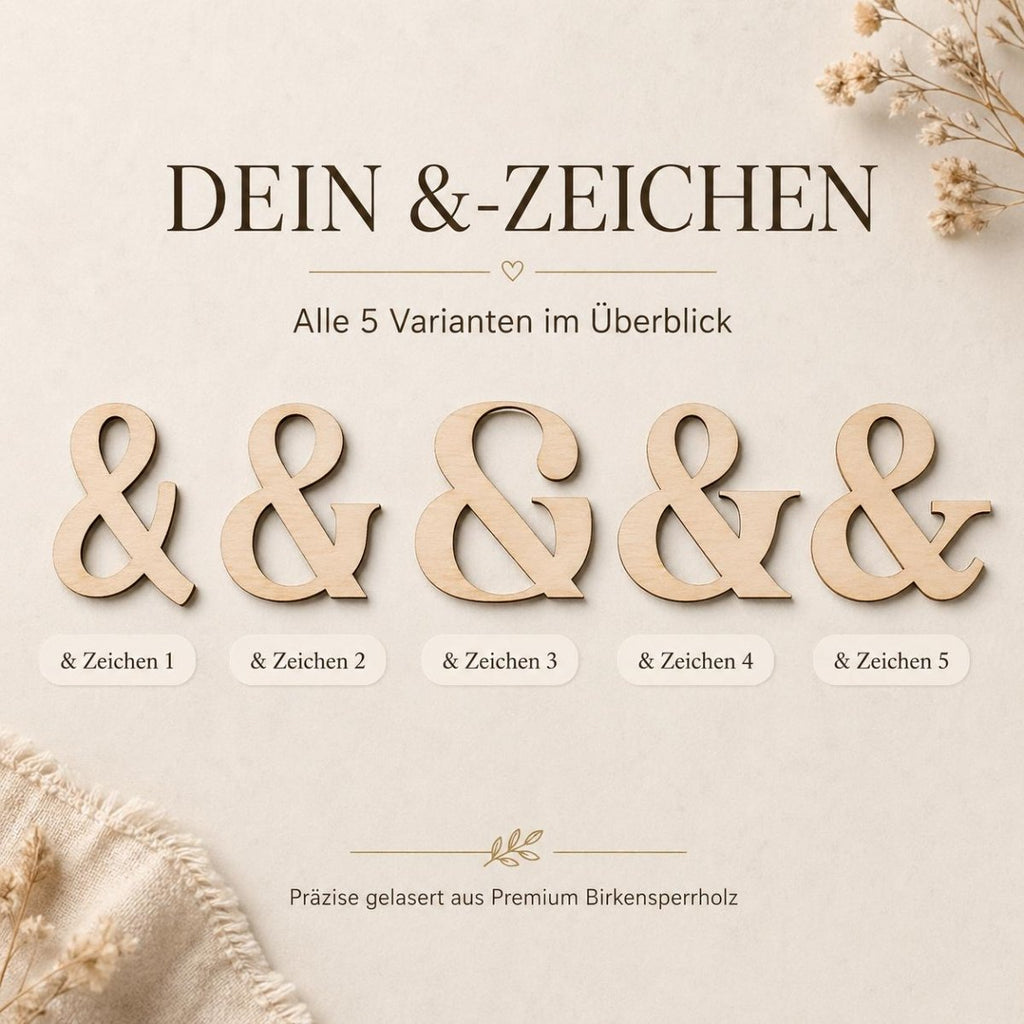 & Namensschild für Paare aus Holz | personalisiert mit zwei Namen - LaserArt Germany