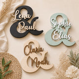 & Namensschild für Paare aus Holz | personalisiert mit zwei Namen - LaserArt Germany