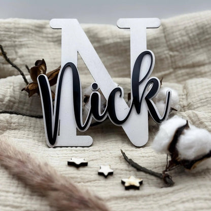 Namensschild Holz XXL Kinderzimmer – 3D Buchstabe & Name - LaserArt Germany