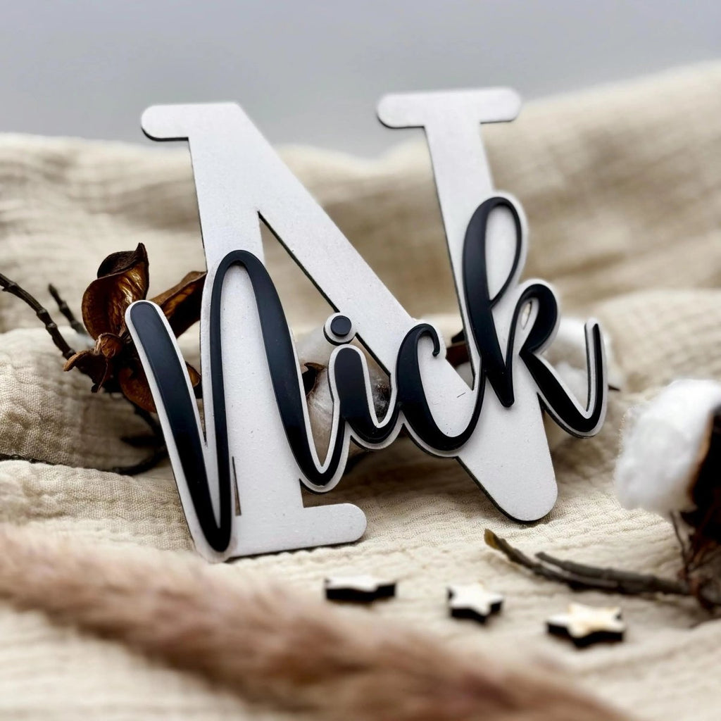 Namensschild Holz XXL Kinderzimmer – 3D Buchstabe & Name - LaserArt Germany