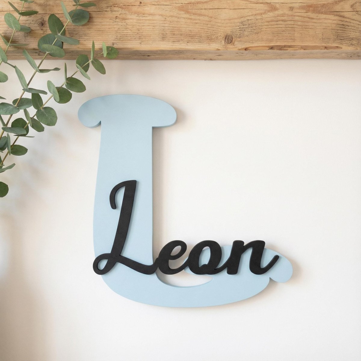 Namensschild Kinderzimmer aus Holz personalisiert – Wanddeko mit Name, 20+ Farben, 12 Schriftarten - LaserArt Germany