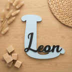 Namensschild Kinderzimmer aus Holz personalisiert – Wanddeko mit Name, 20+ Farben, 12 Schriftarten - LaserArt Germany