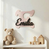 Namensschild Kinderzimmer aus Holz personalisiert – Wanddeko mit Name, 20+ Farben, 12 Schriftarten - LaserArt Germany