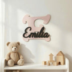 Namensschild Kinderzimmer aus Holz personalisiert – Wanddeko mit Name, 20+ Farben, 12 Schriftarten - LaserArt Germany