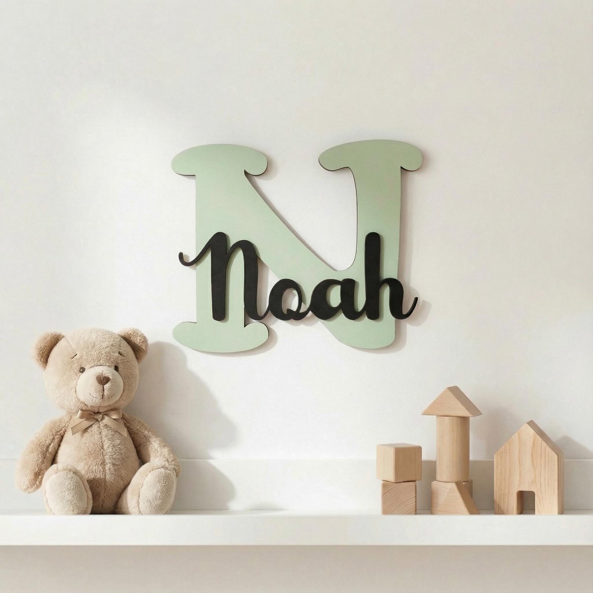 Namensschild Kinderzimmer aus Holz personalisiert – Wanddeko mit Name, 20+ Farben, 12 Schriftarten - LaserArt Germany