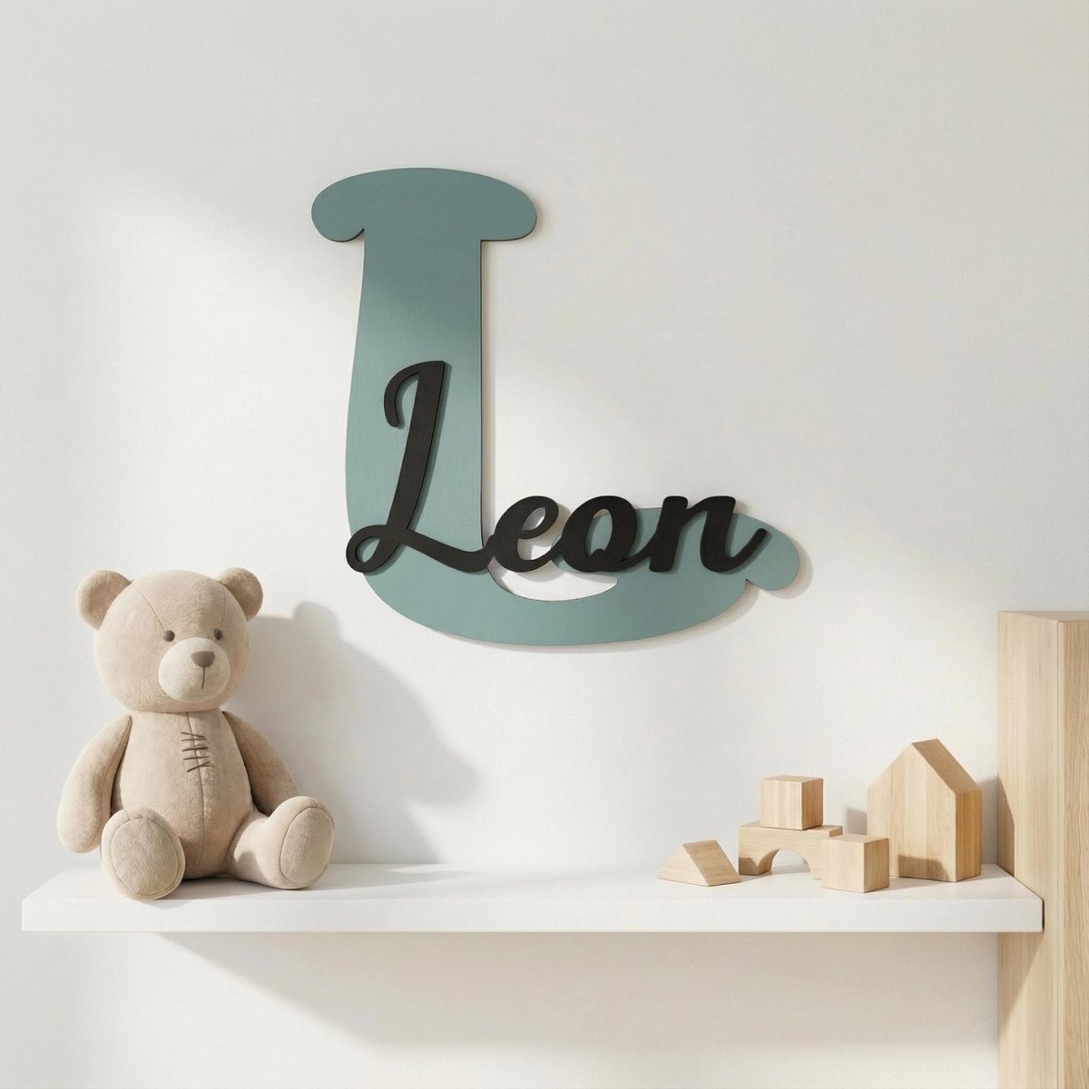 Namensschild Kinderzimmer aus Holz personalisiert – Wanddeko mit Name, 20+ Farben, 12 Schriftarten - LaserArt Germany