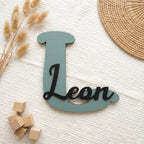 Namensschild Kinderzimmer aus Holz personalisiert – Wanddeko mit Name, 20+ Farben, 12 Schriftarten - LaserArt Germany