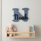 Namensschild Kinderzimmer aus Holz personalisiert – Wanddeko mit Name, 20+ Farben, 12 Schriftarten - LaserArt Germany