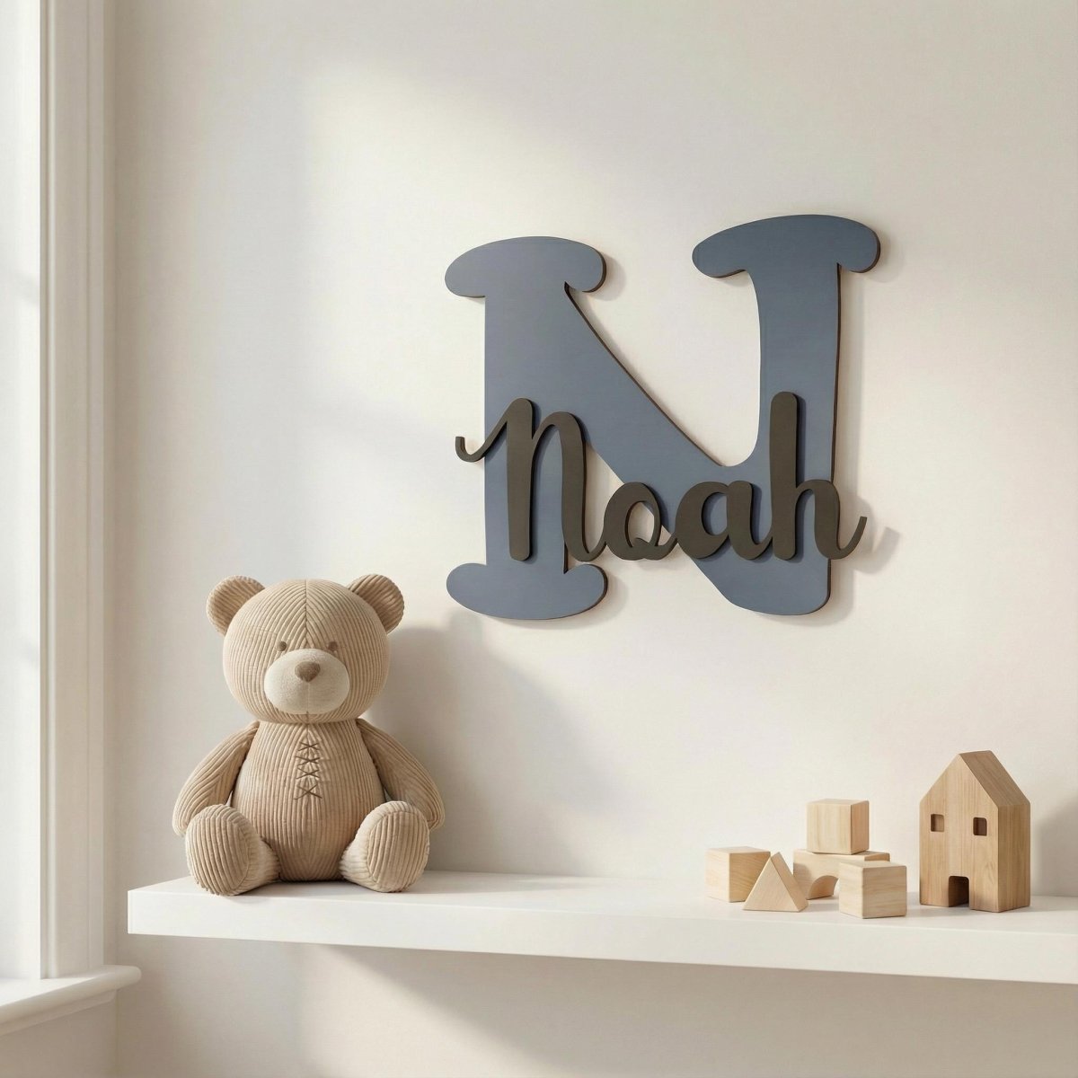 Namensschild Kinderzimmer aus Holz personalisiert – Wanddeko mit Name, 20+ Farben, 12 Schriftarten - LaserArt Germany