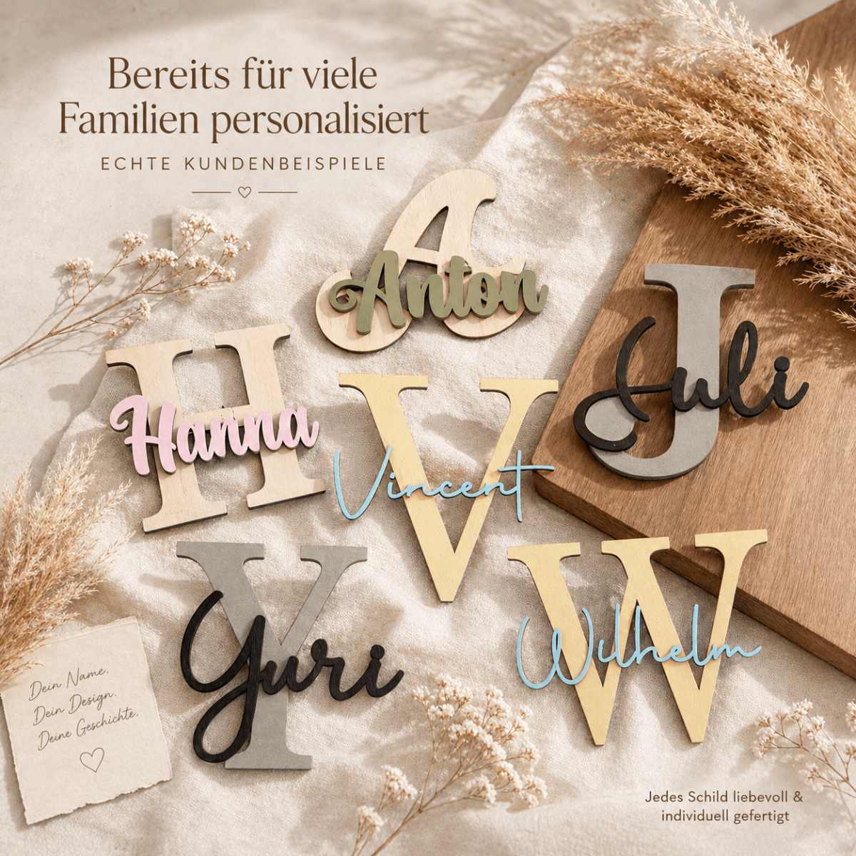 Namensschild Kinderzimmer aus Holz | Türschild 3D - LaserArt Germany