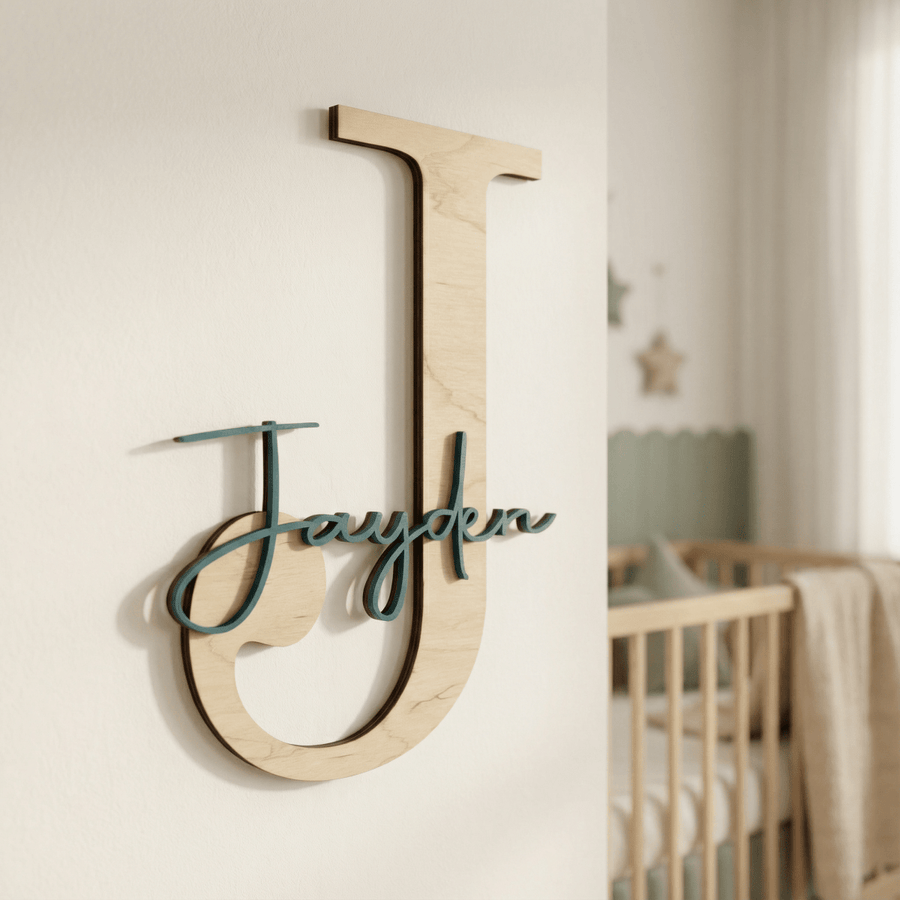 Namensschild Kinderzimmer aus Holz | Türschild & Wandschild - LaserArt Germany