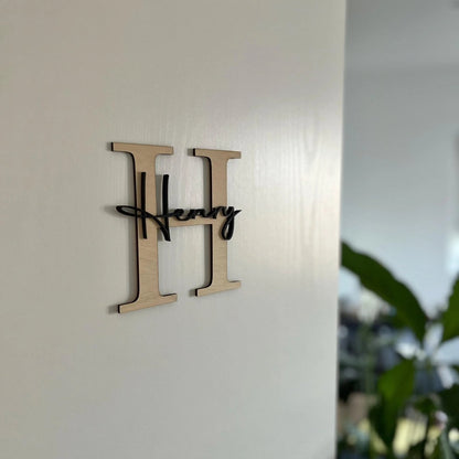 Namensschild Kinderzimmer aus Holz | Türschild & Wandschild - LaserArt Germany