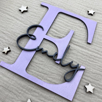 Namensschild Kinderzimmer aus Holz | Türschild & Wandschild - LaserArt Germany