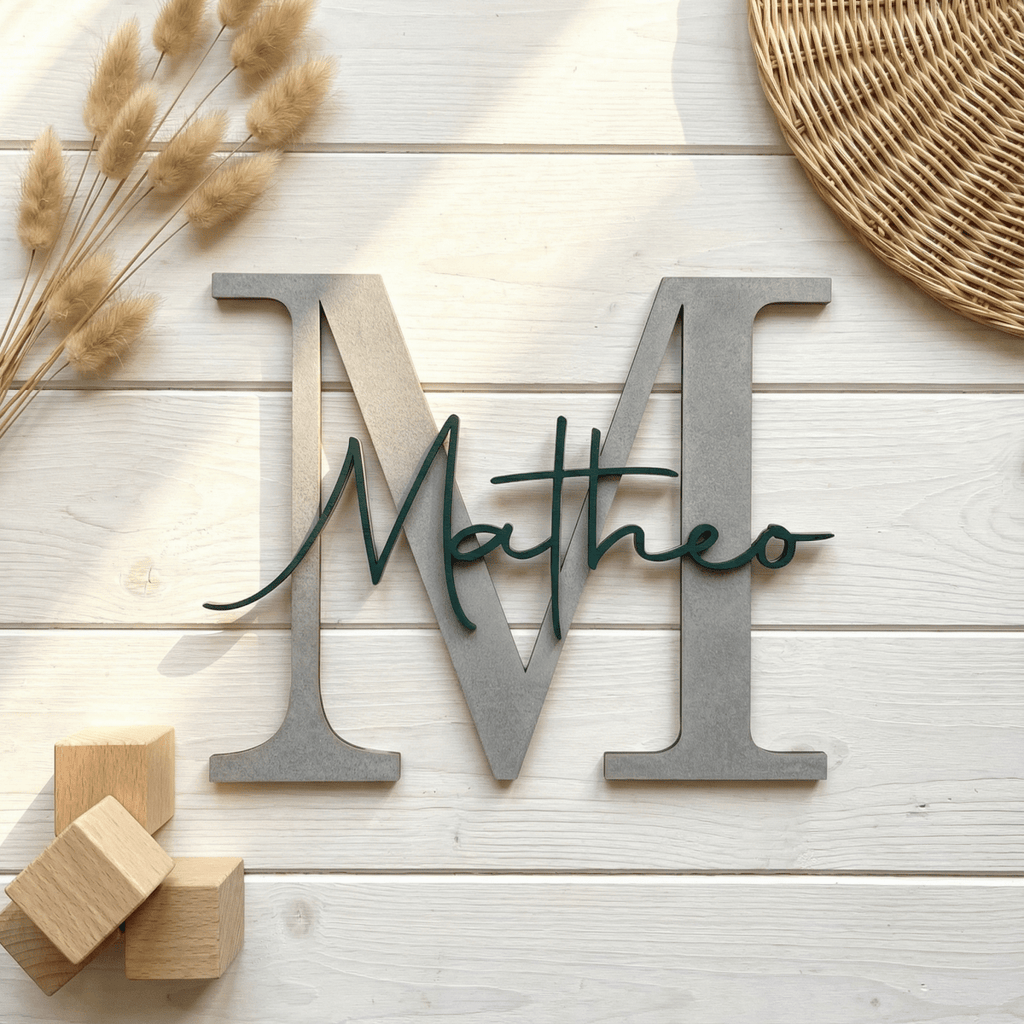 Namensschild Kinderzimmer aus Holz | Türschild & Wandschild - LaserArt Germany