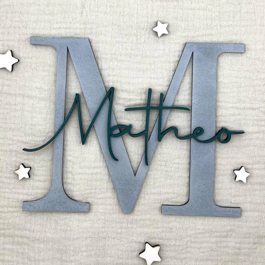 Namensschild Kinderzimmer aus Holz | Türschild & Wandschild - LaserArt Germany