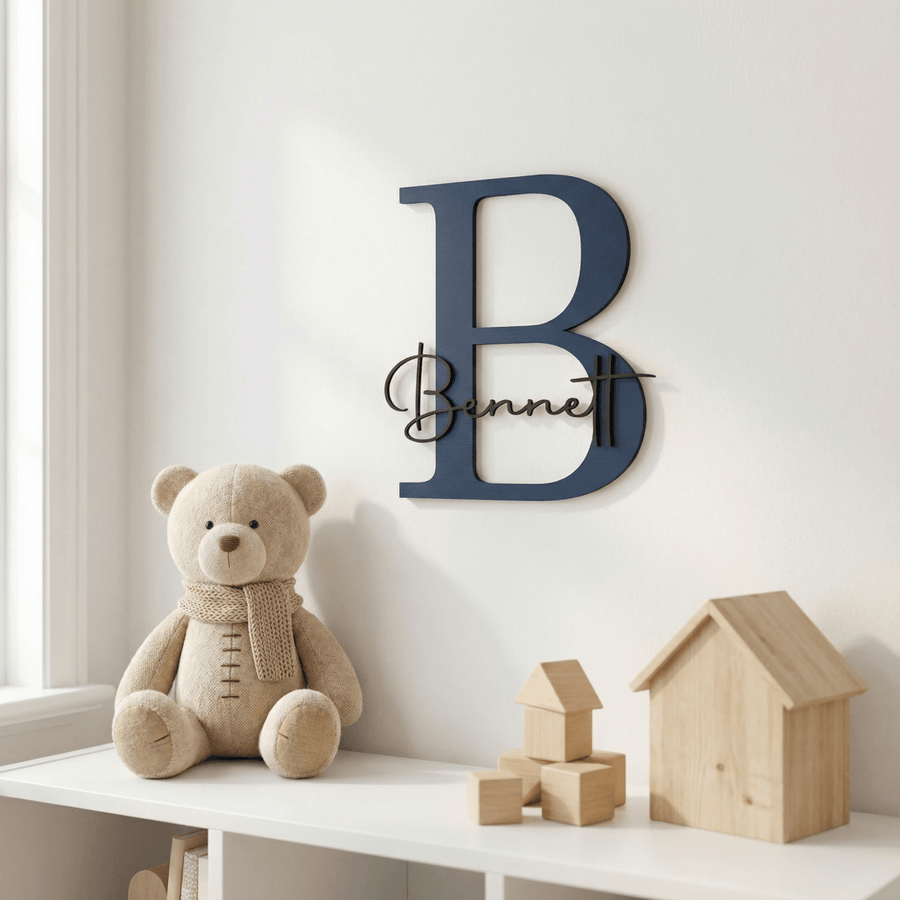 Namensschild Kinderzimmer aus Holz | Türschild & Wandschild - LaserArt Germany