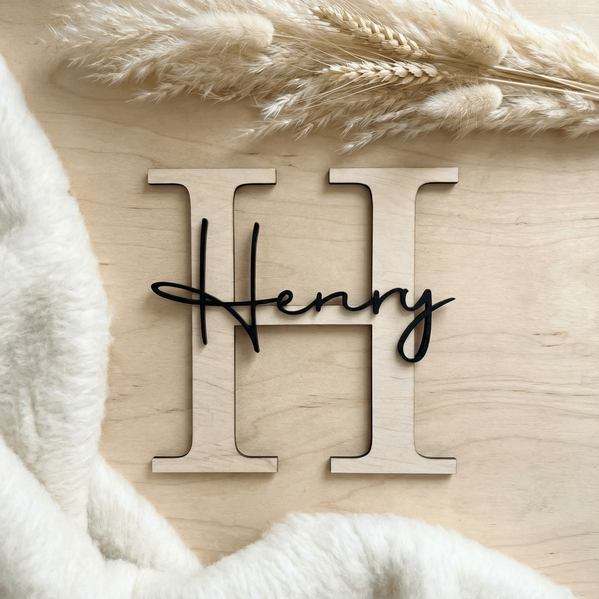 Namensschild Kinderzimmer aus Holz | Türschild & Wandschild - LaserArt Germany