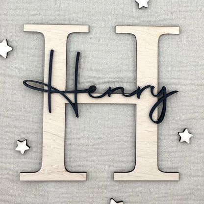 Namensschild Kinderzimmer aus Holz | Türschild & Wandschild - LaserArt Germany