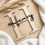 Namensschild Kinderzimmer aus Holz | Türschild & Wandschild - LaserArt Germany