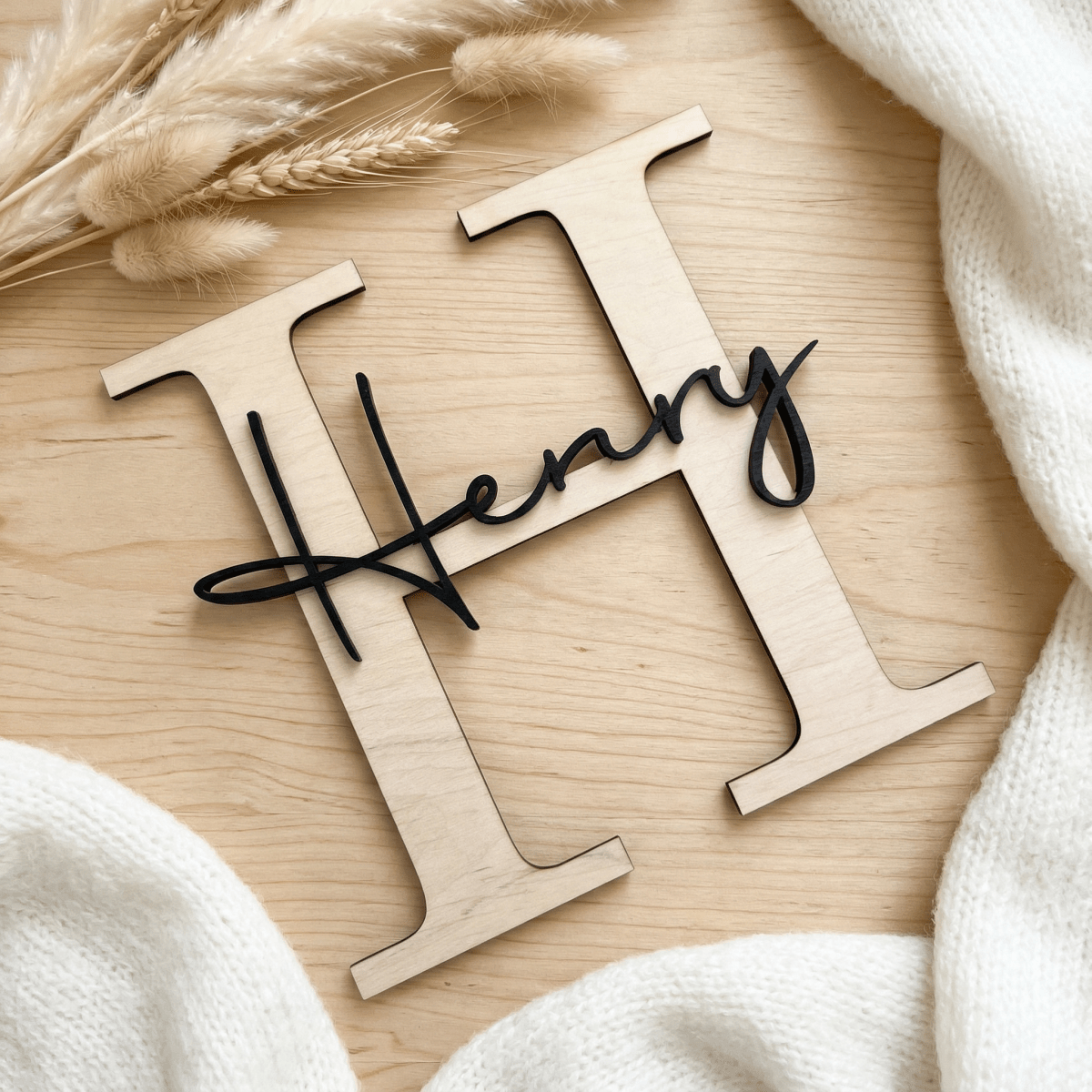 Namensschild Kinderzimmer aus Holz | Türschild & Wandschild - LaserArt Germany