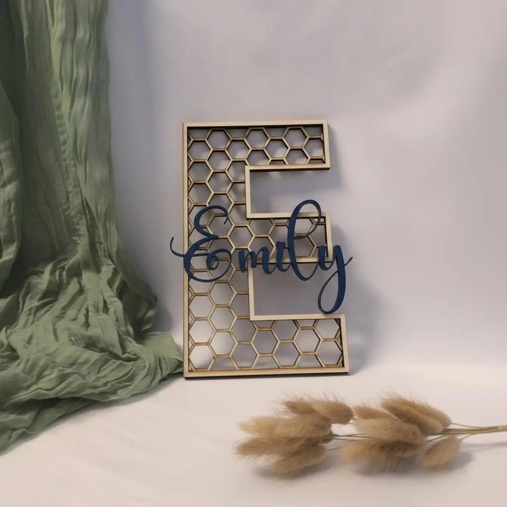 Namensschild Kinderzimmer | personalisierter Schriftzug Acryl & Holz - LaserArt Germany