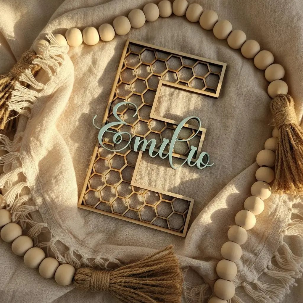 Namensschild Kinderzimmer | personalisierter Schriftzug Acryl & Holz - LaserArt Germany