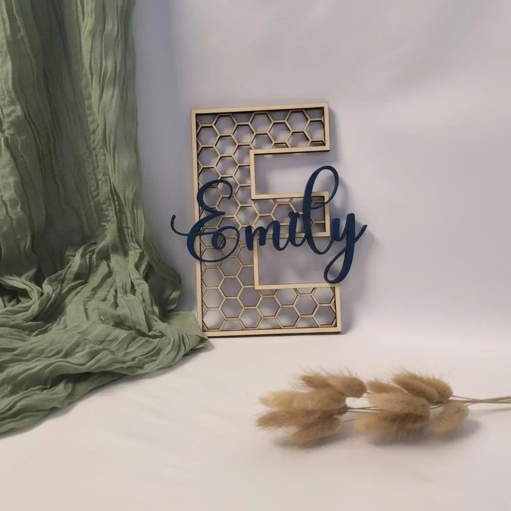 Namensschild Kinderzimmer | personalisierter Schriftzug Acryl & Holz - LaserArt Germany