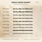Schriftmuster Namensschild Türrahmen, neun Schriftarten zur Auswahl mit Beispielnamen