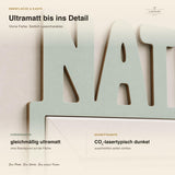 Ultramatt lackiertes Namensschild Nathalie Nahaufnahme, Vorderseite ohne Brandspuren