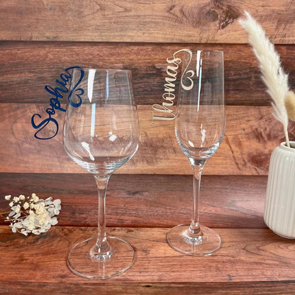 Namensschilder Hochzeit für Gläser aus Holz | 3mm - LaserArt Germany