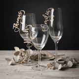 Namensschilder Hochzeit für Gläser aus Holz | 3mm - LaserArt Germany