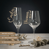 Namensschilder Hochzeit für Gläser aus Holz | 3mm - LaserArt Germany