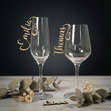 Namensschilder Hochzeit für Gläser aus Holz | 5mm - LaserArt Germany