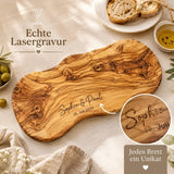 Olivenholzbrett mit Gravur personalisiert – Hochzeitsgeschenk Brautpaar | Namen & Datum | Schneidebrett Olivenholz - LaserArt Germany