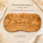 Gravurposition 2: Namen zentriert und groß auf dem Brett