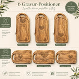 Olivenholzbrett mit Stadtkarte personalisiertes Hochzeitsgeschenk – Größenvergleich in der Hand