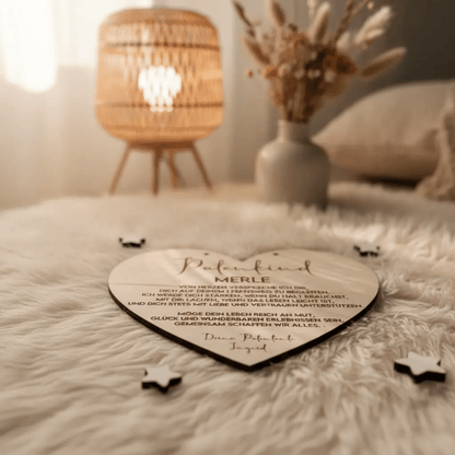 Patenkind Taufgeschenkvon Patentante und Patenonkel | Rund und Herz Form - LaserArt Germany