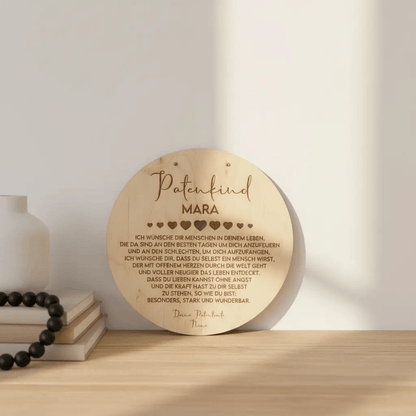 Patenkind Taufgeschenkvon Patentante und Patenonkel | Rund und Herz Form - LaserArt Germany